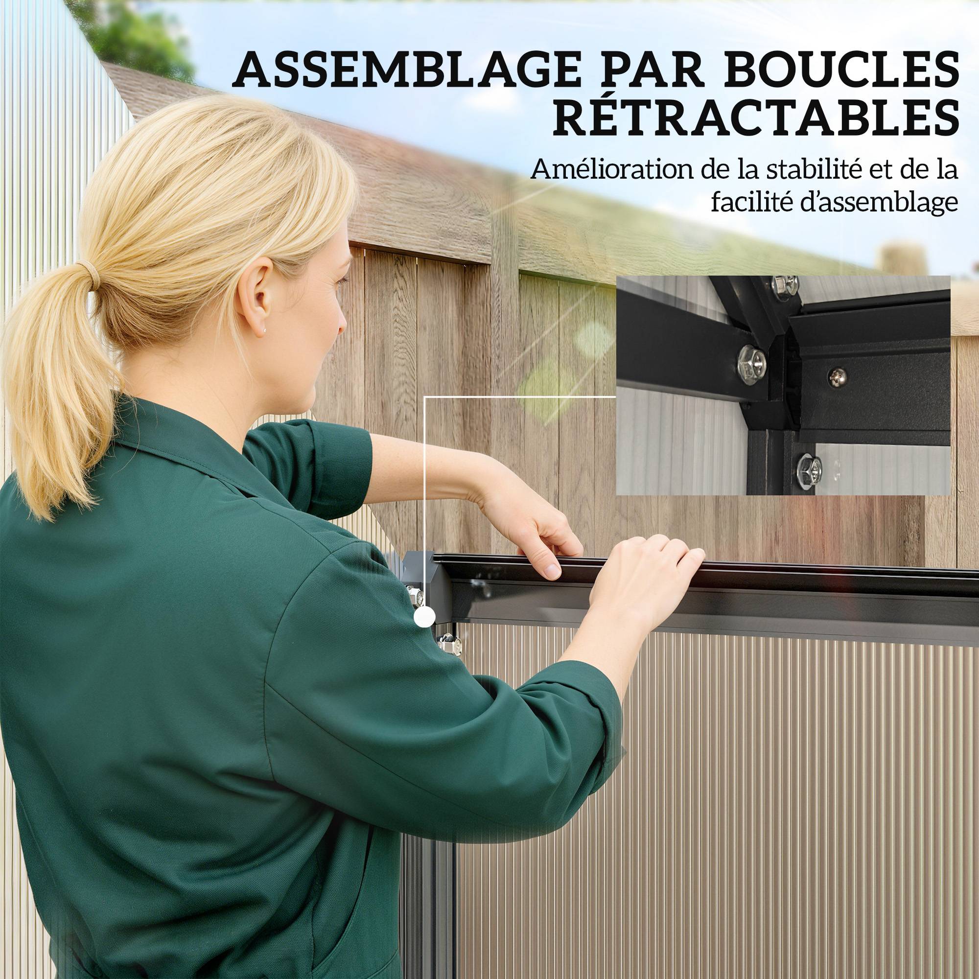 Serre Aluminium Polycarbonate Plantes Fenêtre Réglable Porte Battante 170x58x195cm Noir - ComfortXL Outdoor Living - Image 6