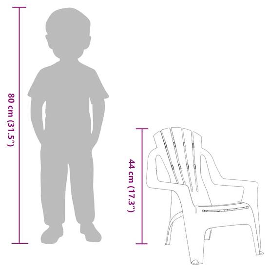 Lot de 2 Chaises de jardin | Chaise d'extérieur pour enfants vert 37x34x44 cm PP - Image 9