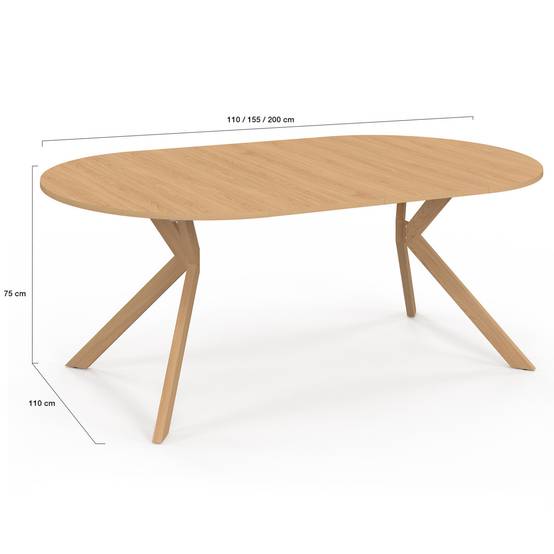 IDMARKET - Table à manger extensible ronde ALIX 4-10 personnes pied araignée bois effet hêtre 110-200 cm - Image 6