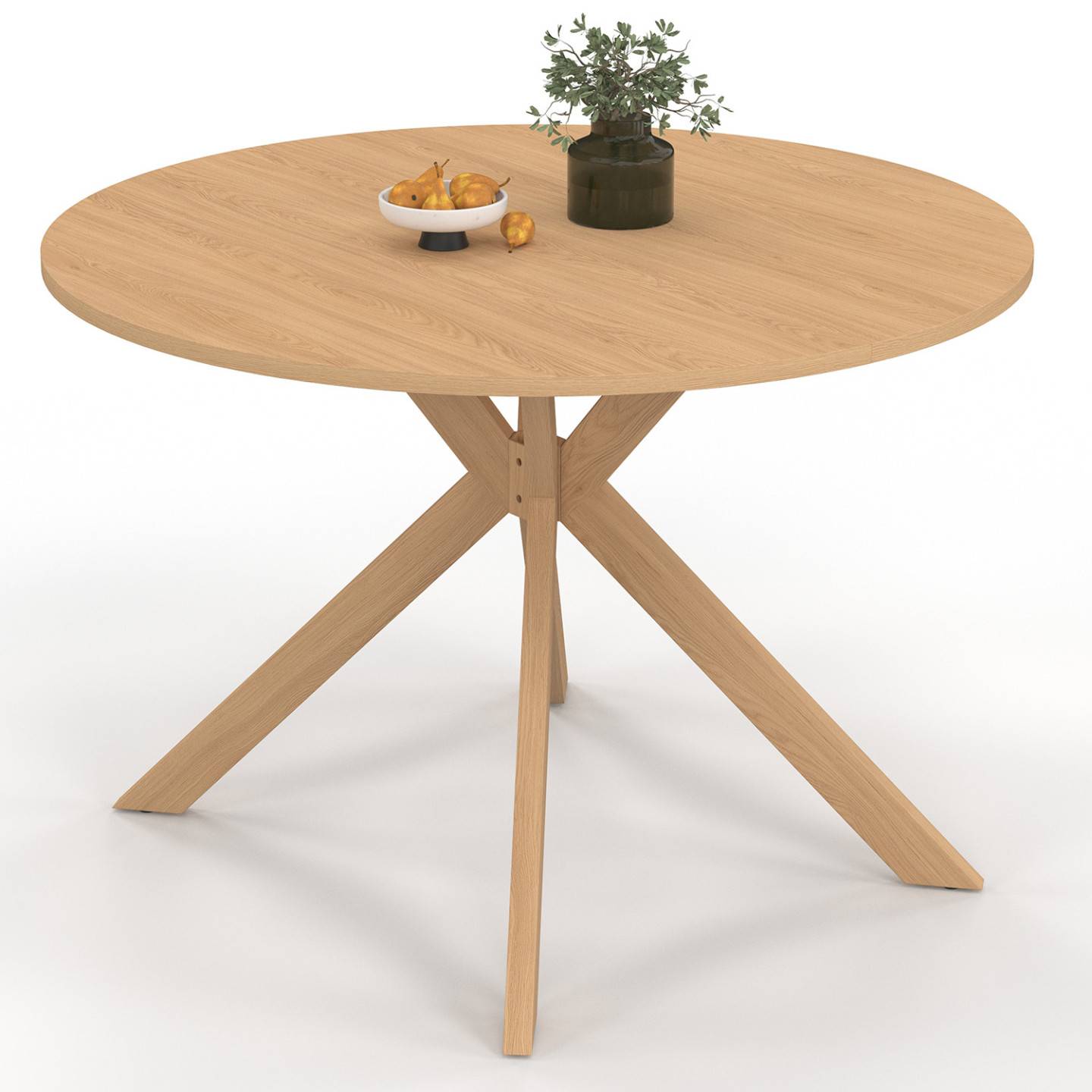 IDMARKET - Table à manger extensible ronde ALIX 4-10 personnes pied araignée bois effet hêtre 110-200 cm - Image 4