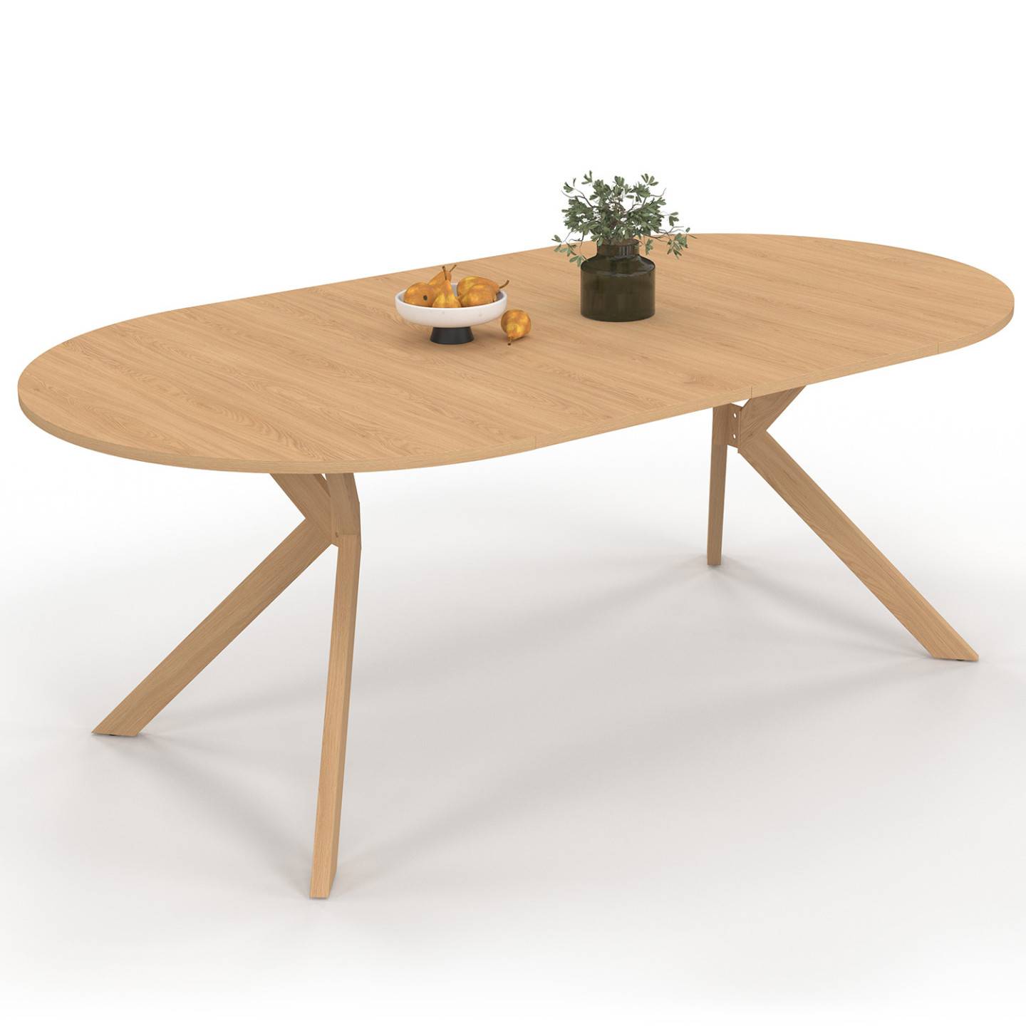 IDMARKET - Table à manger extensible ronde ALIX 4-10 personnes pied araignée bois effet hêtre 110-200 cm - Image 2