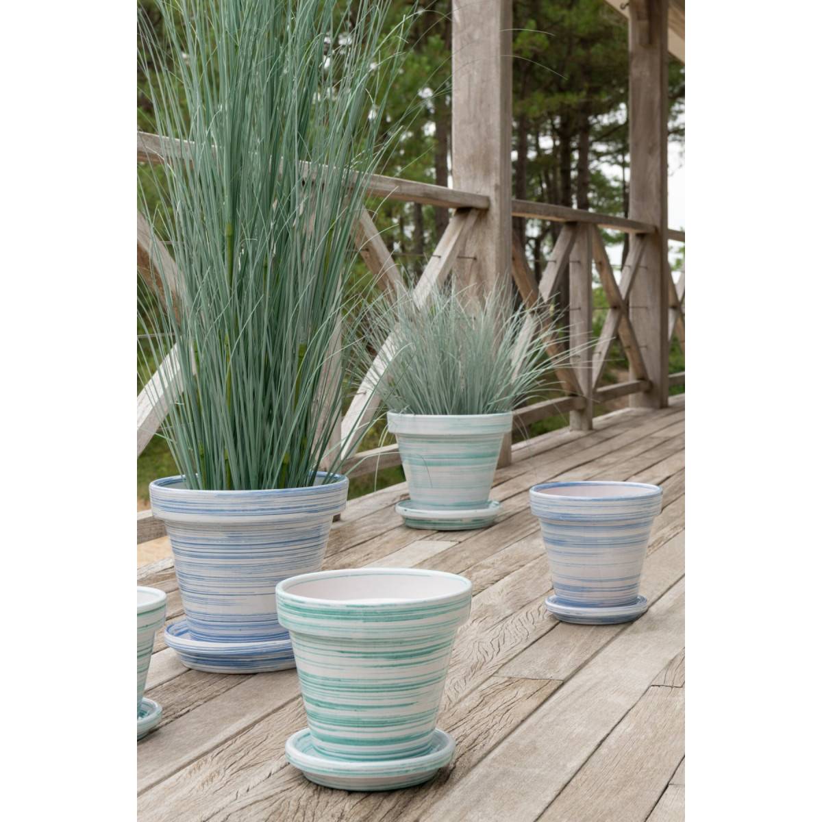 J-Line - Cache-Pot Avec Soucoupe "Julio" 27cm Bleu - Image 3