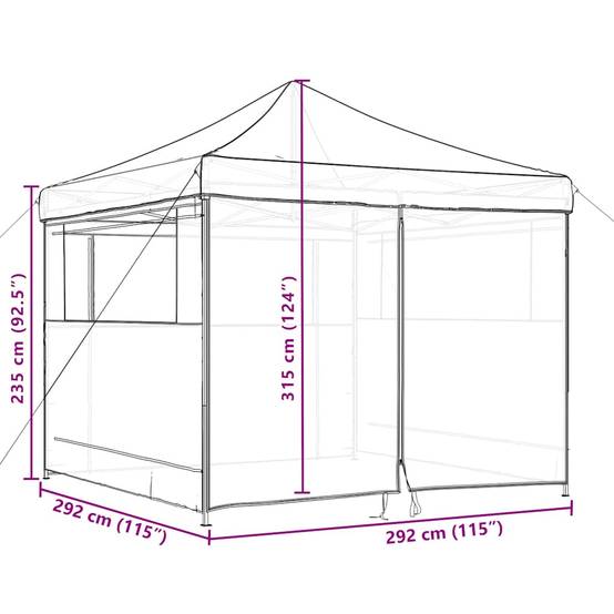 ComfortXL - Tonnelle de réception pliante acier jardin protection insectes 3x3m noire - ComfortXL Outdoor Living - Image 8