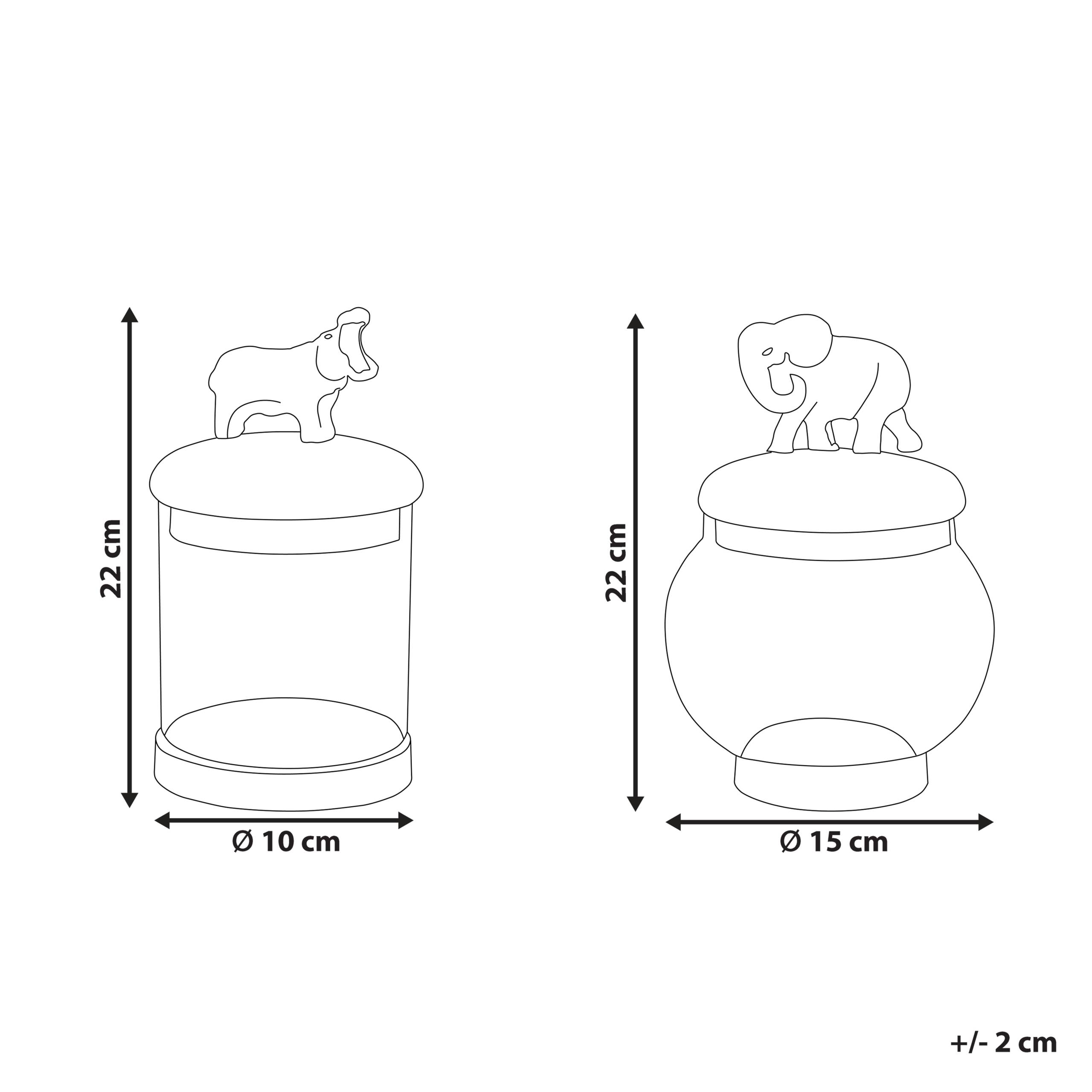 Beliani - Lot de 2 Récipients Décoratifs en Aluminium Doré et Argenté Pots Couvercles d'Animaux Verre Transparent - Image 3