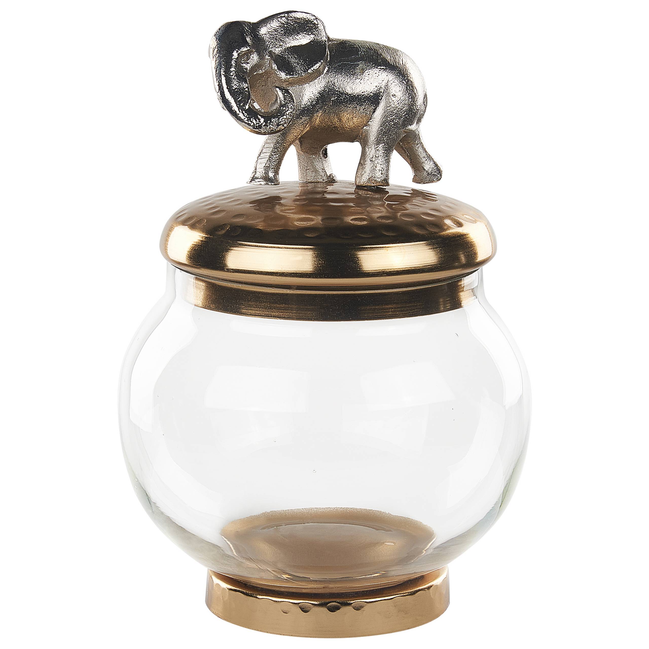 Beliani - Lot de 2 Récipients Décoratifs en Aluminium Doré et Argenté Pots Couvercles d'Animaux Verre Transparent - Image 5