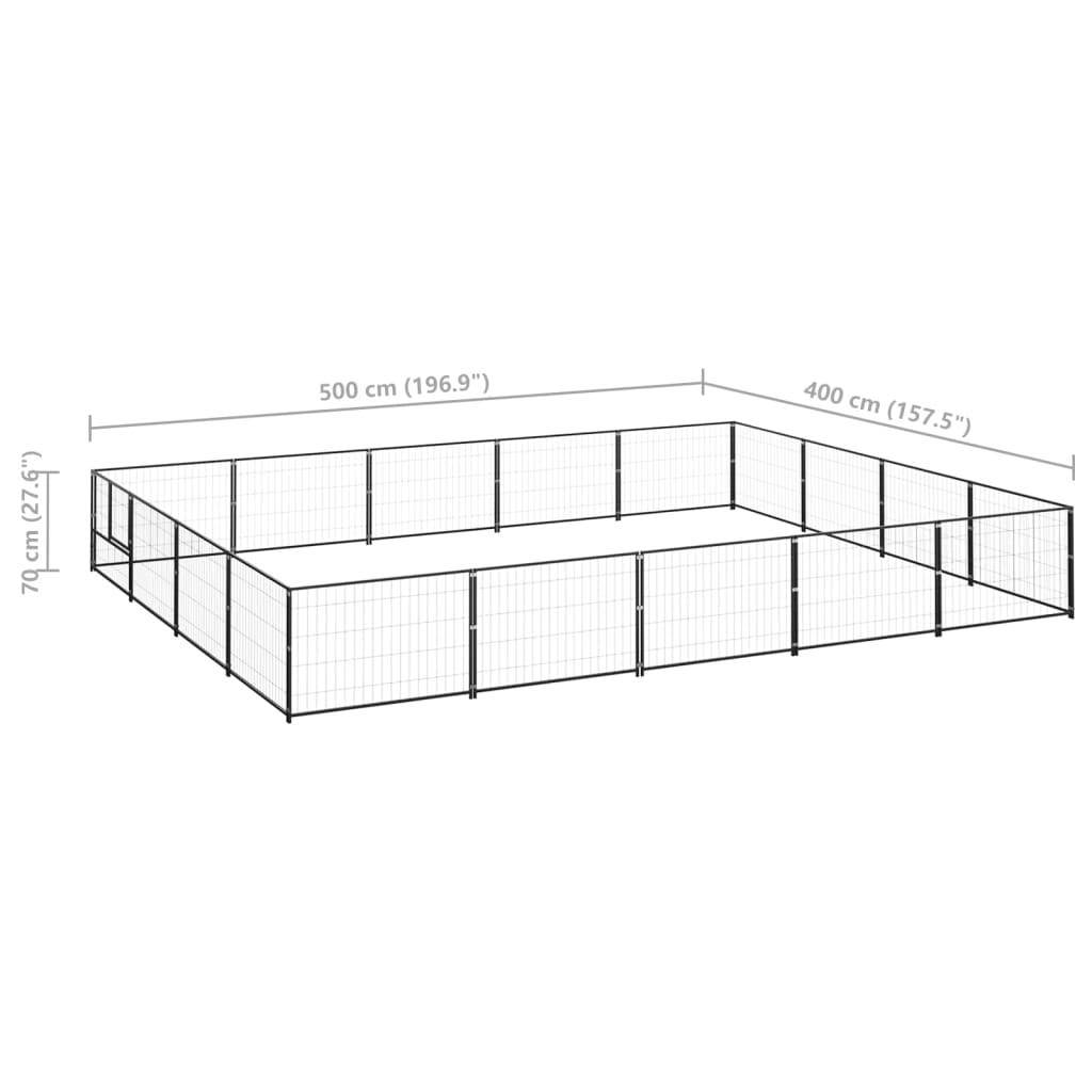 Helloshop26 - Chenil extérieur cage enclos parc animaux chien noir 20 m² acier - Image 2