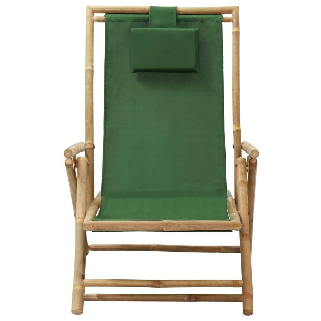 Maison Chic - Chaise de relaxation inclinable - Bain de soleil - Transat Vert Bambou et tissu HL93