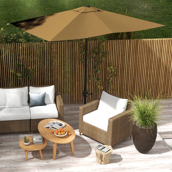 Parasol rectangulaire inclinable en aluminium et polyester marron 290 x 200 x 248 cm - PANGIVO - Image 10