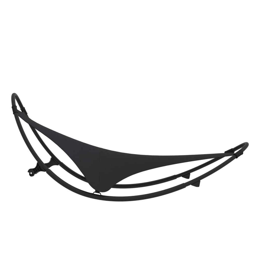 Helloshop26 - Transat chaise longue bain de soleil lit de jardin terrasse meuble d'extérieur à bascule avec roues acier et textilène noir - Image 3
