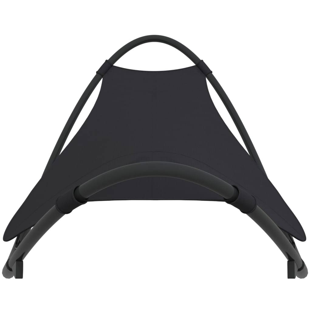 Helloshop26 - Transat chaise longue bain de soleil lit de jardin terrasse meuble d'extérieur à bascule avec roues acier et textilène noir - Image 2