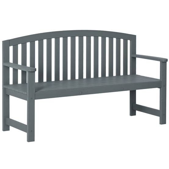 Banc de jardin 2 places en bois, résistant aux intempéries, avec dossier, charge maximale 240 kg, 143 x 51 x 85 cm, gris - Image 1