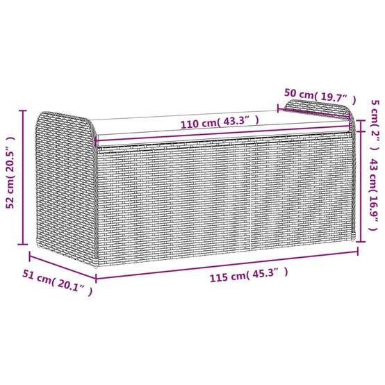 Banc Coffre Rangement Résine Tressée Fonctionnel Jardin Marron 115cm – ComfortXL Outdoor Living - Image 6