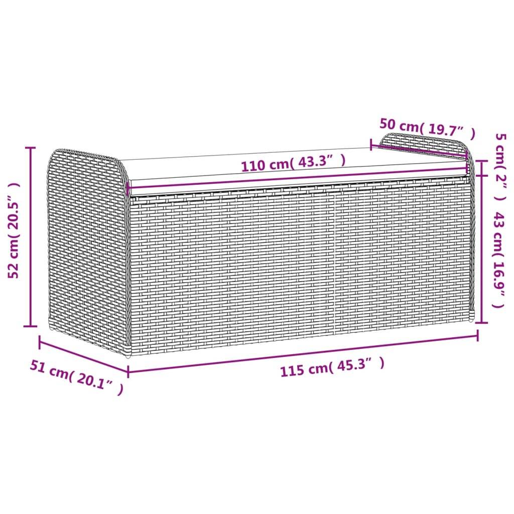 Banc Coffre Rangement Résine Tressée Fonctionnel Jardin Marron 115cm – ComfortXL Outdoor Living - Image 6