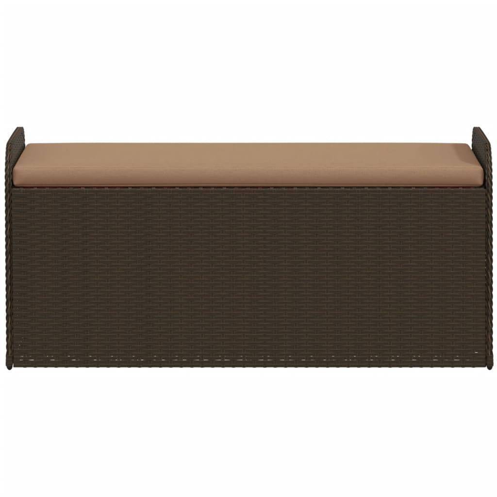 Banc Coffre Rangement Résine Tressée Fonctionnel Jardin Marron 115cm – ComfortXL Outdoor Living - Image 4