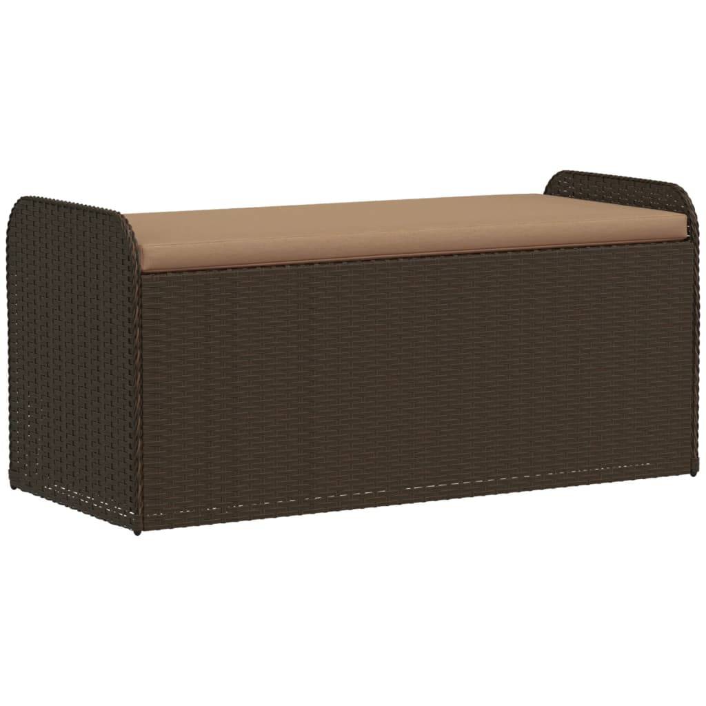 Banc Coffre Rangement Résine Tressée Fonctionnel Jardin Marron 115cm – ComfortXL Outdoor Living - Image 2