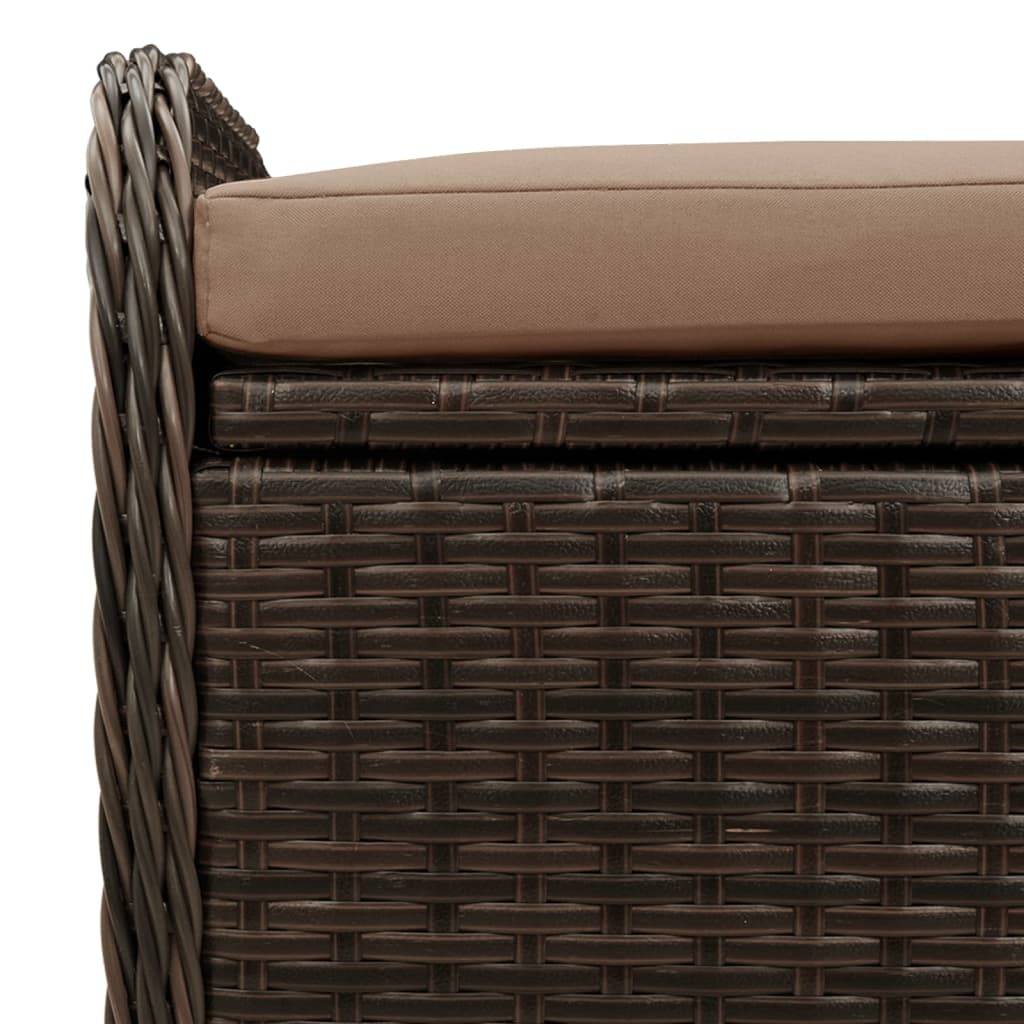 Banc Coffre Rangement Résine Tressée Fonctionnel Jardin Marron 115cm – ComfortXL Outdoor Living - Image 9