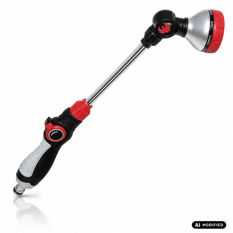 Lance d'arrosage PHOENIX 48 cm - acier inoxydable, 8 jets réglables, tête orientable 180° - Image 4