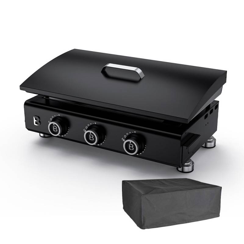 Brasero - Plancha gaz Silvia IIG Evo 3 feux –BRASERO BY FAVEX – Plaque revêtement céramique 67x34 cm – 10 convives – Couvercle, Housse inclus - Image 1