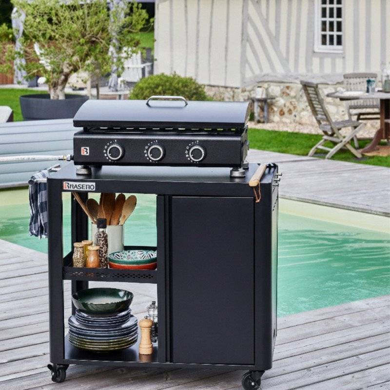 Brasero - Plancha gaz Silvia IIG Evo 3 feux –BRASERO BY FAVEX – Plaque revêtement céramique 67x34 cm – 10 convives – Couvercle, Housse inclus - Image 2