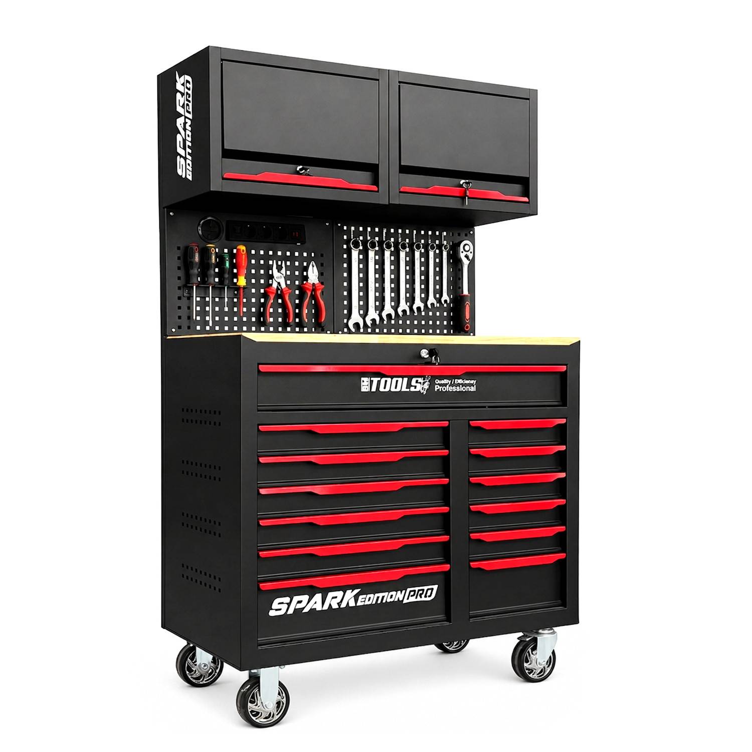 Etabli Servante d'Atelier Garage BM TOOLS SPARK EDITION PRO, 13 Tiroirs, 471 PCS, 2 étagères Verrouillable, Chariot Outillés - Image 1