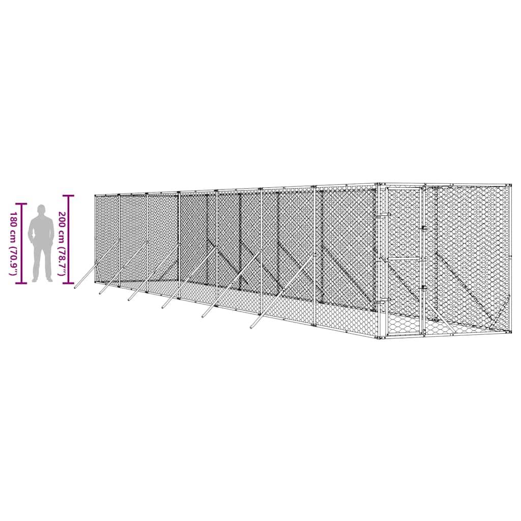 Chenil d'extérieur acier galvanisé argenté 200 x 1400 x 200 cm - PANGIVO - Image 9