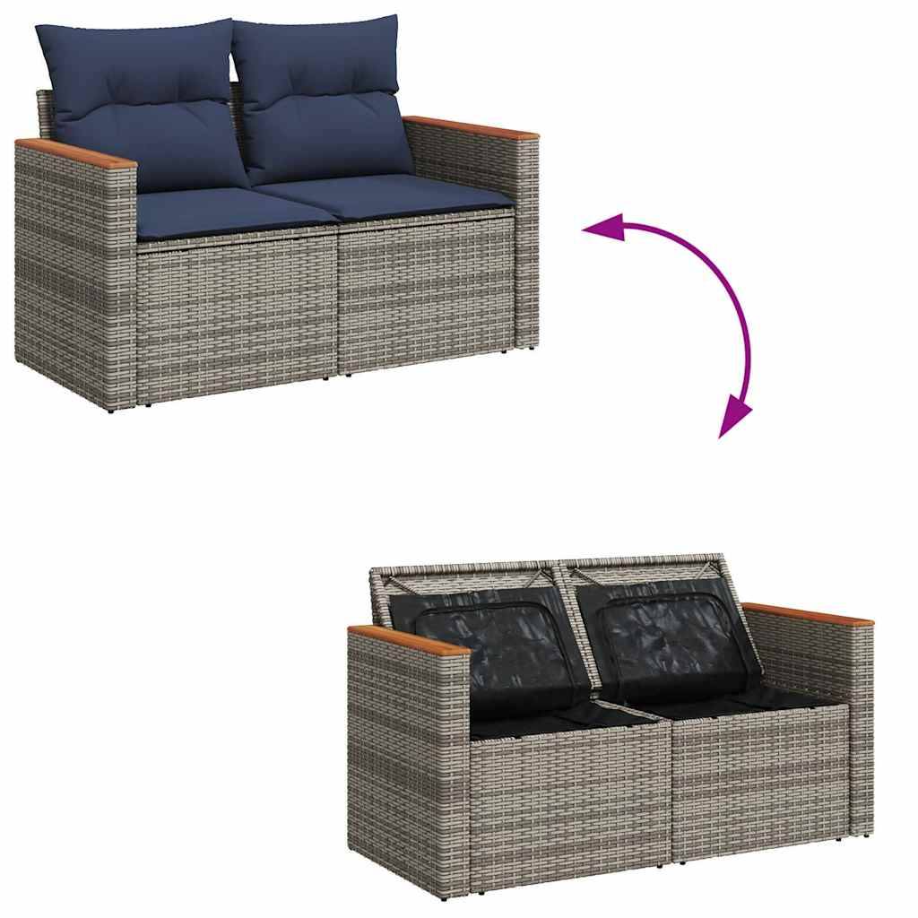 ComfortXL - Petit salon de jardin 5 pcs en résine tressée avec table relevable et rangement intégré Gris – ComfortXL Outdoor Living - Image 9