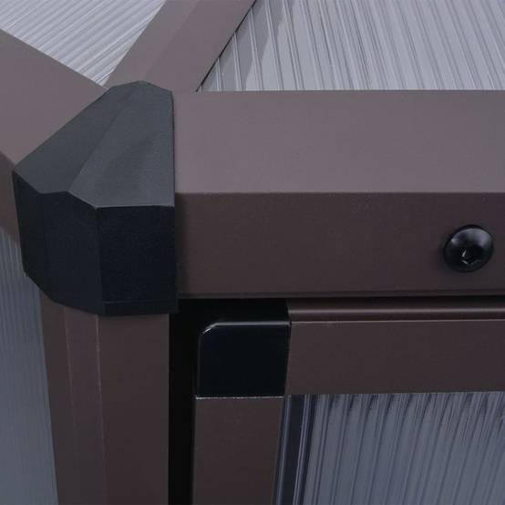 Serre aluminium et polycarbonate marron 240 x 211 x 232 cm - PANGIVO - Image 7