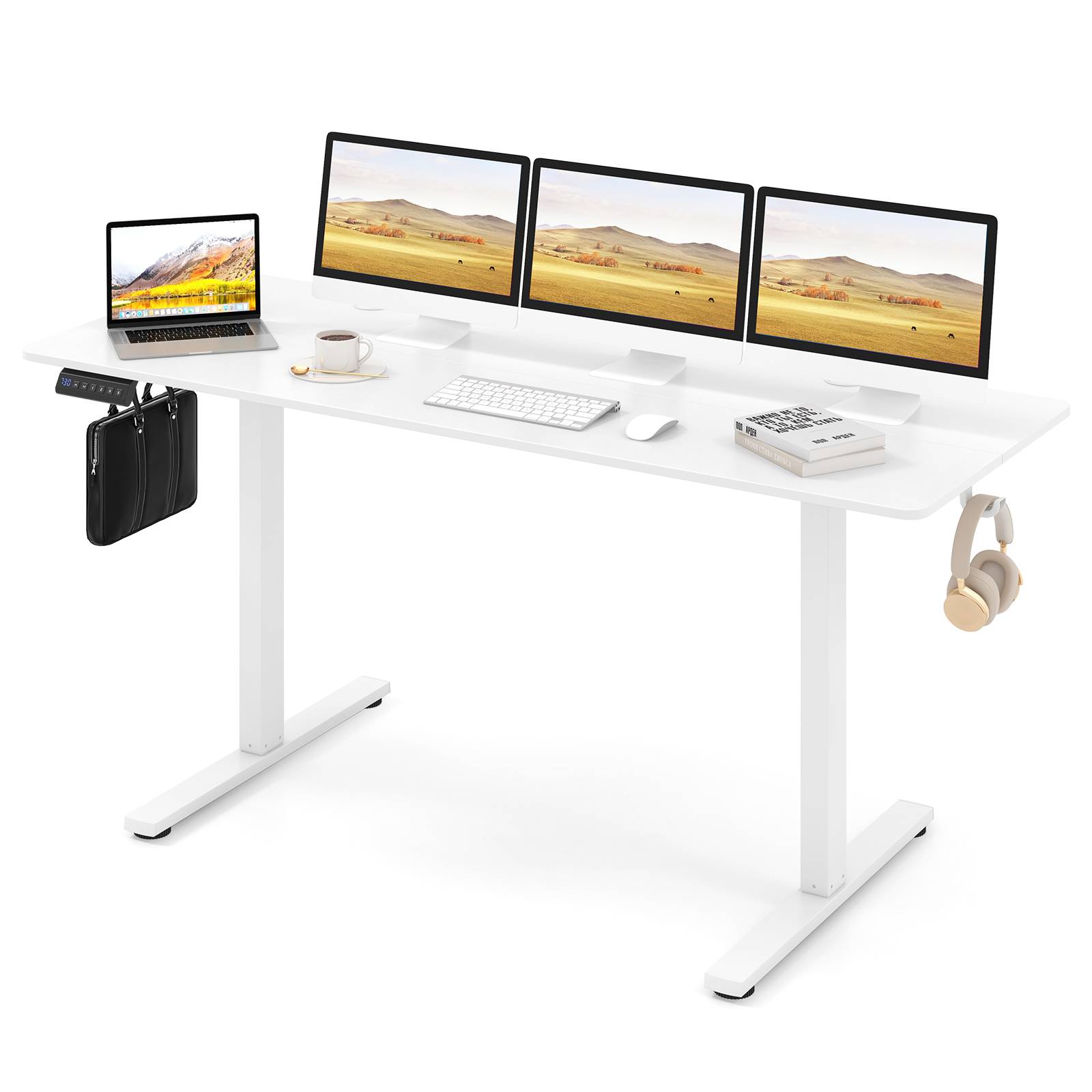 Bureau à hauteur variable électrique JETLAG 180 cm blanc