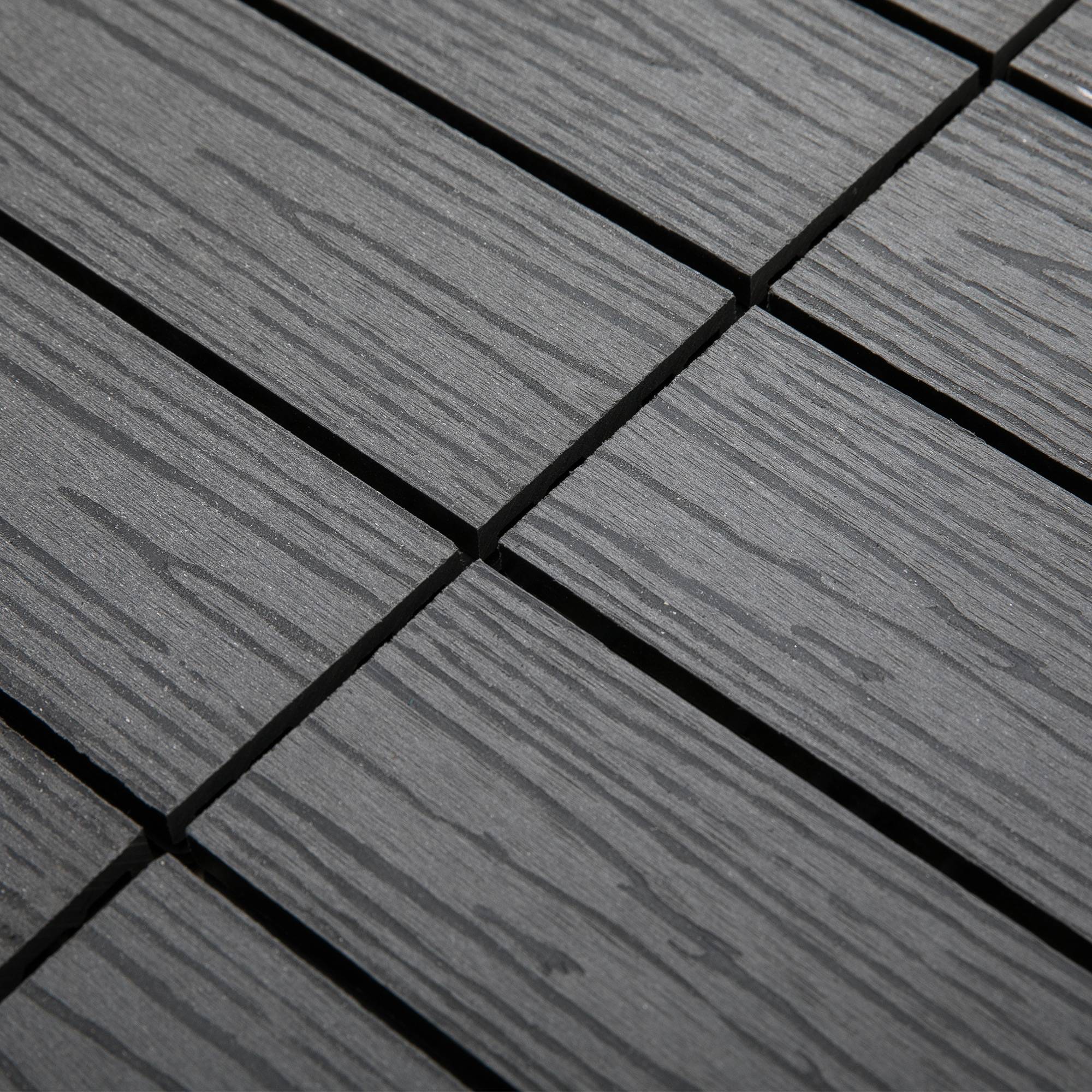 ComfortXL - Dalles terrasse WPC gris 30 x 30 cm lot 11 pour balcon jardin pose clipsable - ComfortXL Outdoor Living - Image 8