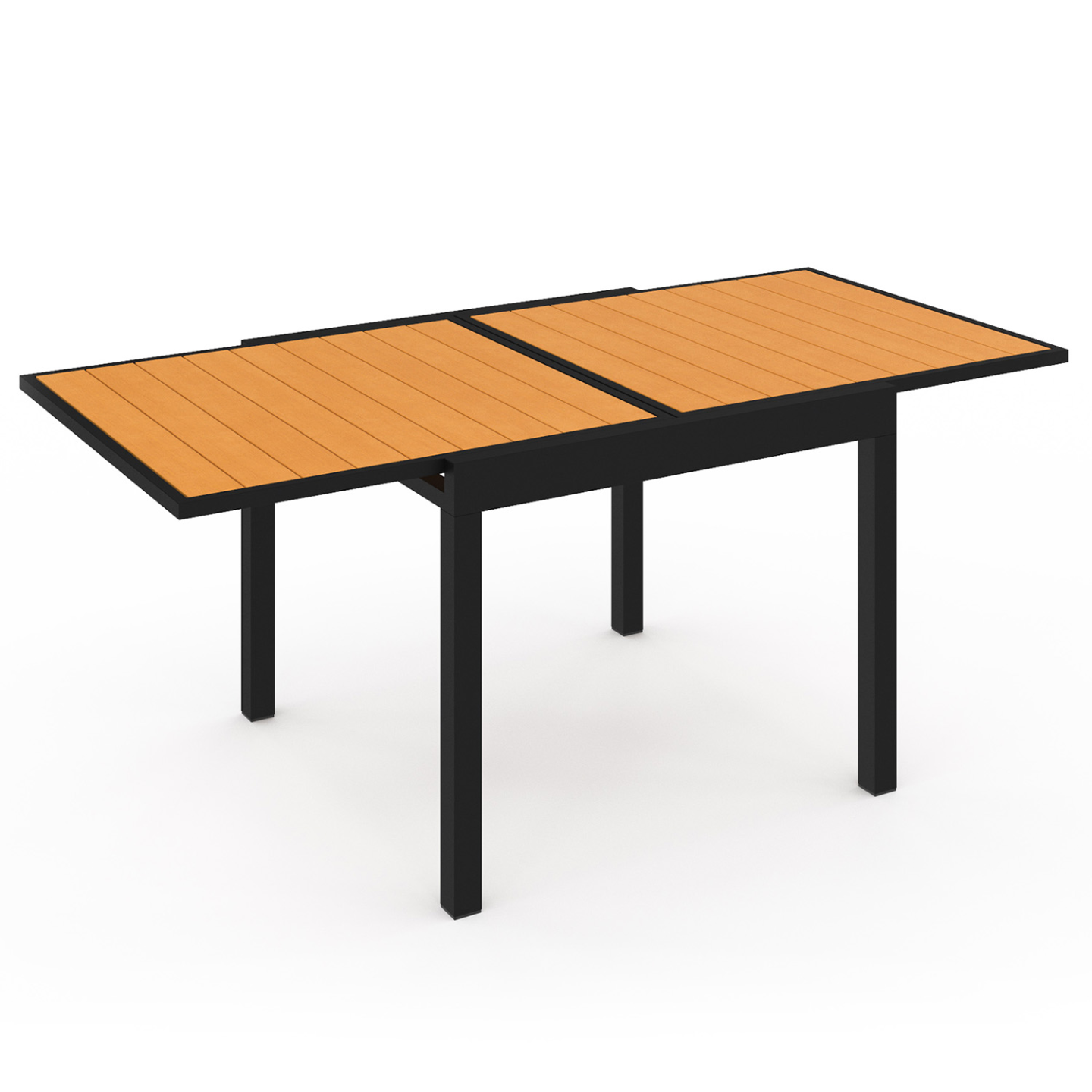 Salon de jardin POLY table extensible 90-180 CM et 8 chaises bois et noir - Image 3