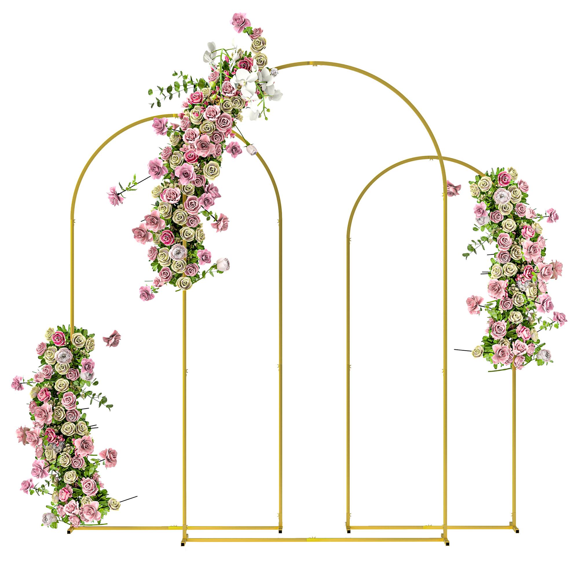 ComfortXL - Lot de 3 arches de jardin métal support décoration mariage plantes grimpantes doré - ComfortXL Outdoor Living - Image 1