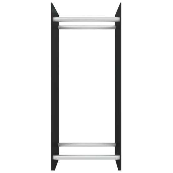 Porte-bûches design Verre Trempé et Acier pour Cheminée Rangement vertical 40x35x100 cm Noir - ComfortXL Outdoor Living - Image 3