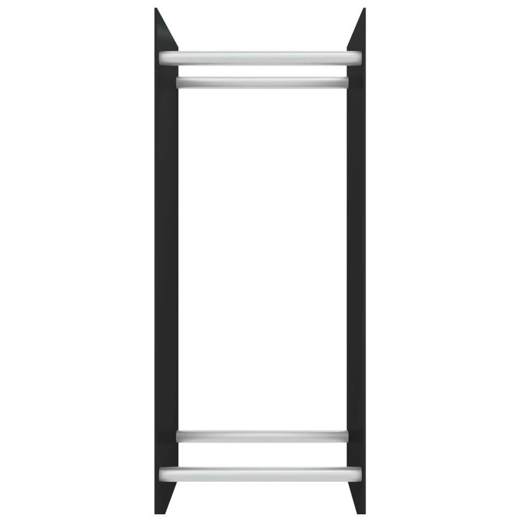 Porte-bûches design Verre Trempé et Acier pour Cheminée Rangement vertical 40x35x100 cm Noir - ComfortXL Outdoor Living - Image 3