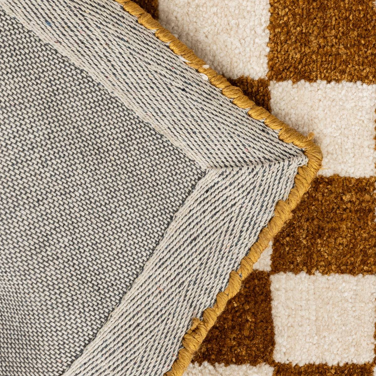Atmosphera - Tapis décoratif motif Damier tufté Jaune ocre 118 x 170 cm - Image 3