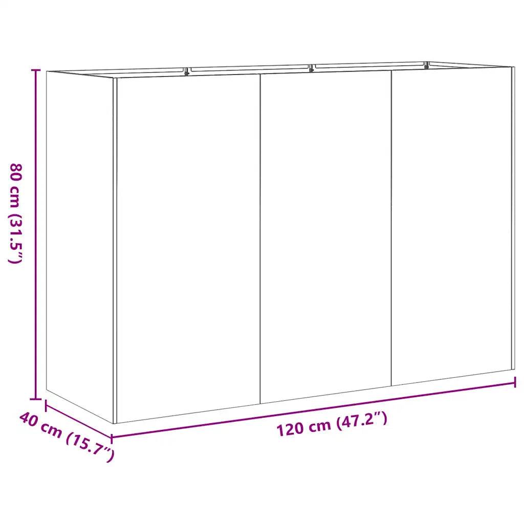 Jardinière rectangulaire design moderne balcon jardin 120 x 40 x 80 cm en acier galvanisé - Image 8