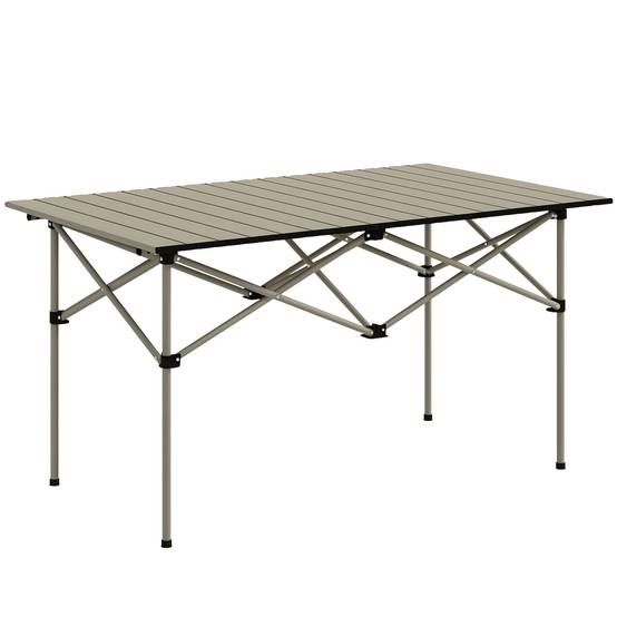 Table Camping Pliante Aluminium Extérieur Plateau Enroulable 95x55cm Kaki - ComfortXL Outdoor Living - Image 1