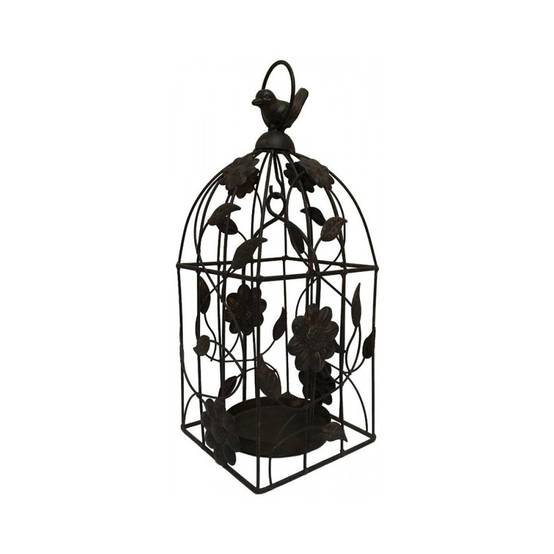 Cage à oiseaux décorative ancienne métal marron 34x13x13cm Chemin de campagne - Image 1