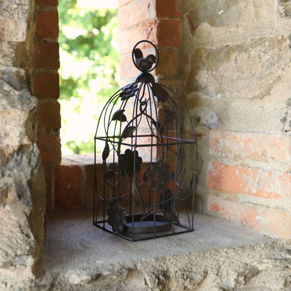Cage à oiseaux décorative ancienne métal marron 34x13x13cm Chemin de campagne - Image 4