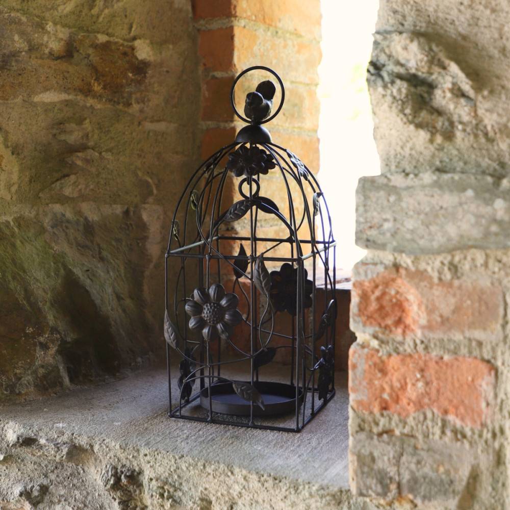 Cage à oiseaux décorative ancienne métal marron 34x13x13cm Chemin de campagne - Image 2