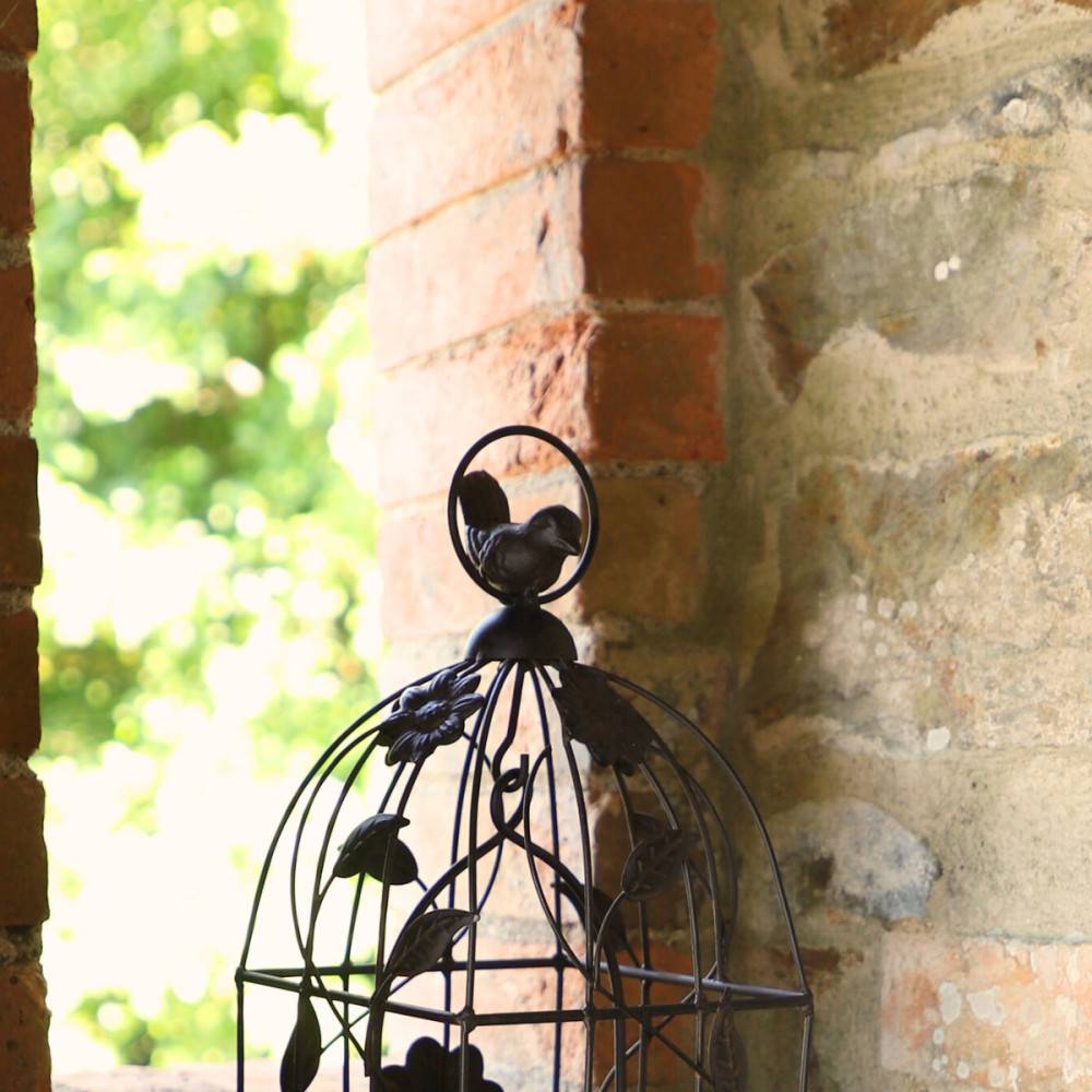 Cage à oiseaux décorative ancienne métal marron 34x13x13cm Chemin de campagne - Image 3