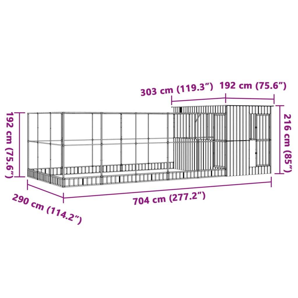 Cage Oiseaux XXL Extension Acier Durable Argent 704x303x216cm - ComfortXL Outdoor Living - Image 8