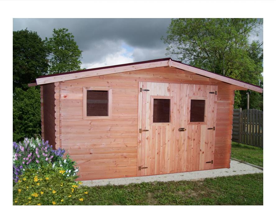 Habrita - Abri DUBLIN madriers Douglas 28 mm sans plancher toit double pente 12,89 m² Habrita - Image 2