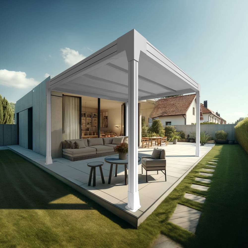 Carport HAPESIRE Isotoit® îlot 6,26x3,50m (Blanc) - Alia Productions - Image 1