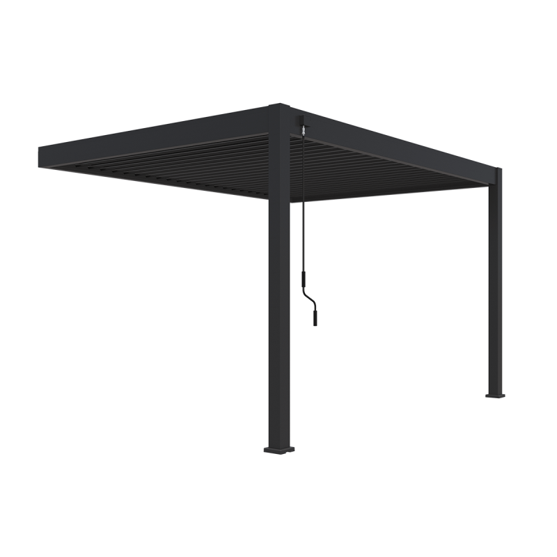 Ombrea - Pergola bioclimatique Ombréa adossée VS 3x4M Anthracite + 1 store 4M anthracite - Image 2