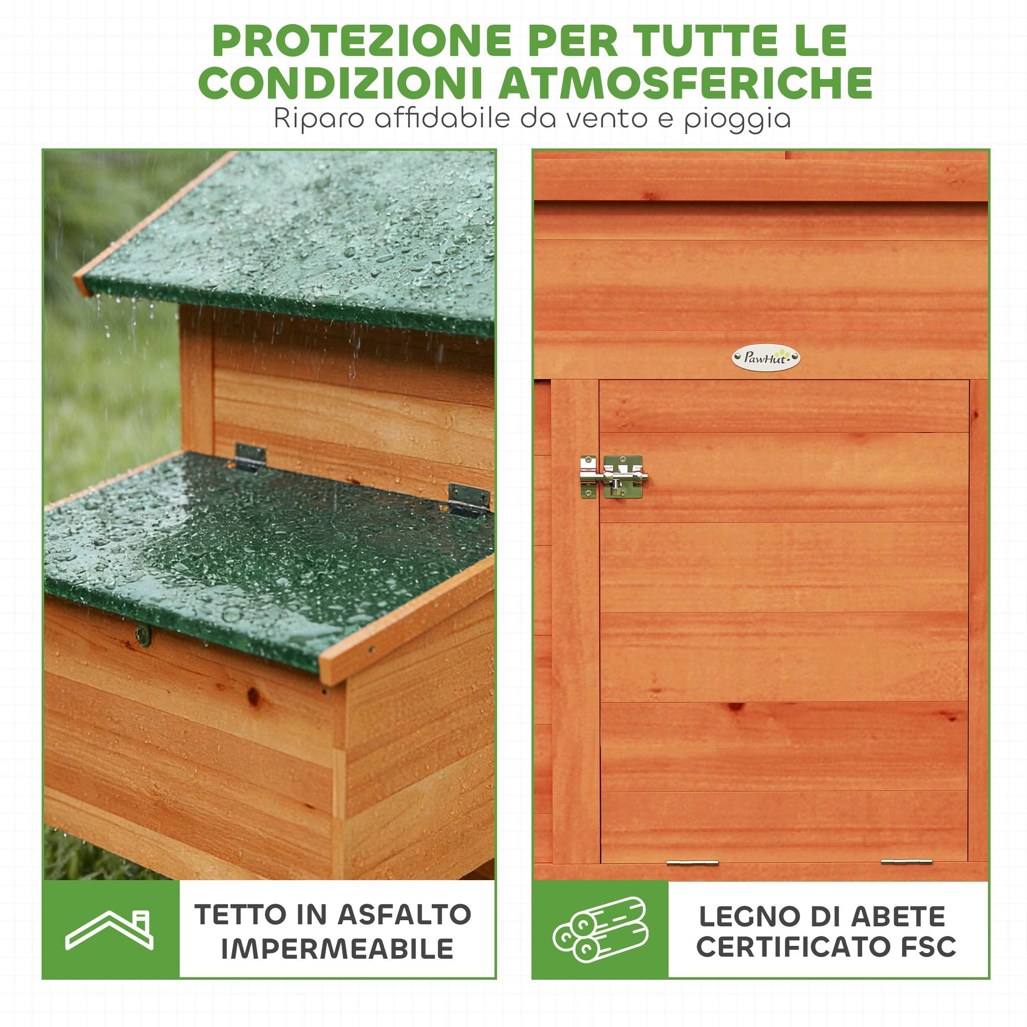 Poulailler bois avec nichoir, toit étanche, bac extractible, 2 perchoirs, rampe, fenêtre, pour 2 poules/canards, orange - Image 9