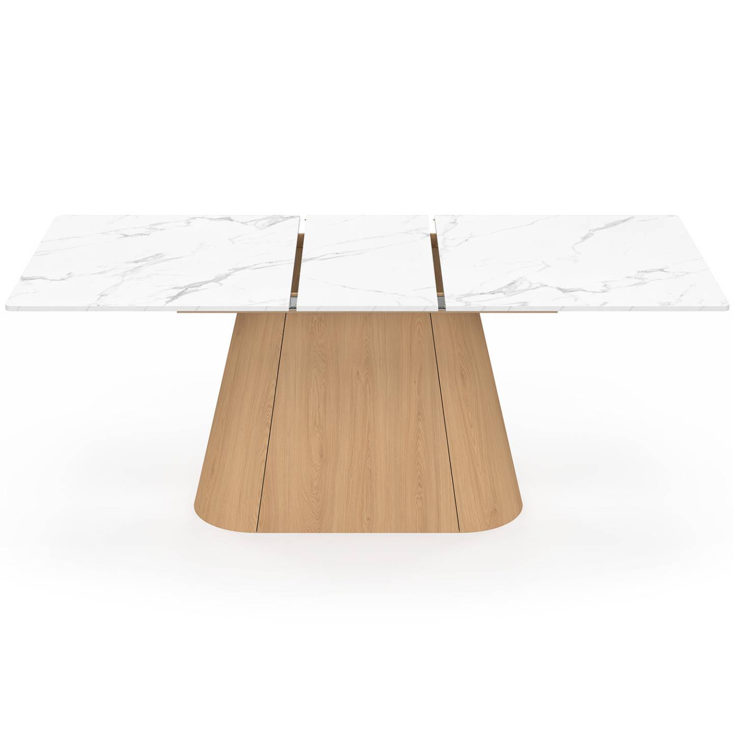IDMARKET - Table à manger extensible rectangle RHONDA 6-10 personnes plateau marbre blanc ALASKA et bois façon hêtre 160-200 cm - Image 3