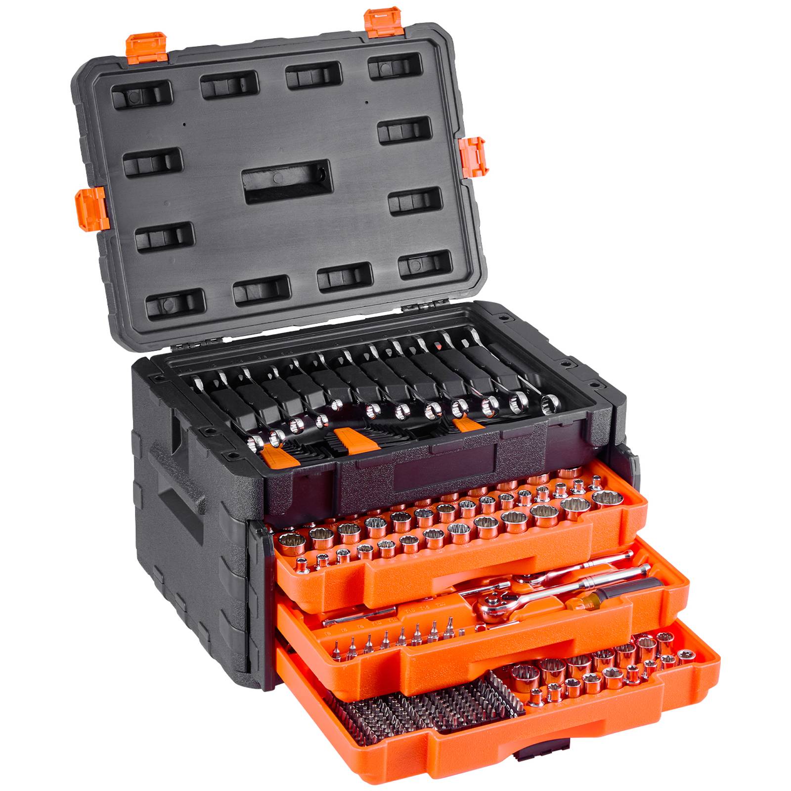 Vevor - VEVOR Coffret mécanic 450 pièces, douilles SAE et métriques, cliquet 72 dents, embouts et accessoires, mallette PE-HD, acier CR-V. - Image 1