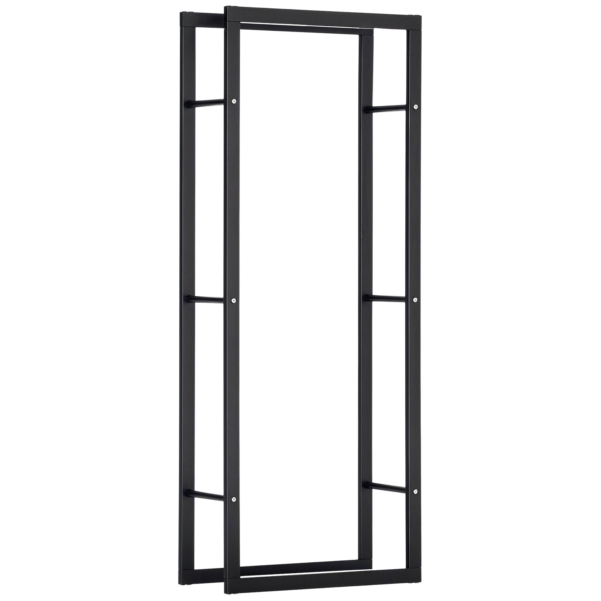 Range bûches Etagère porte bois de cheminée porte-bûches intérieur et extérieur charge max. 100 Kg dim. 60L x 25l x 150H cm métal noir - Image 1