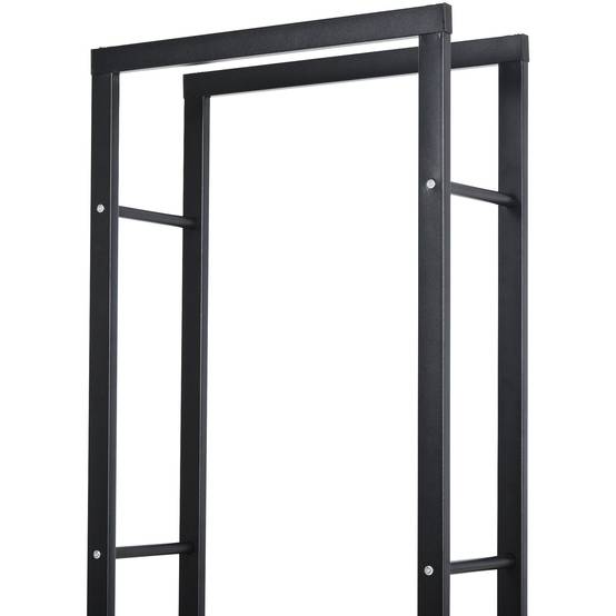 Range bûches Etagère porte bois de cheminée porte-bûches intérieur et extérieur charge max. 100 Kg dim. 60L x 25l x 150H cm métal noir - Image 10