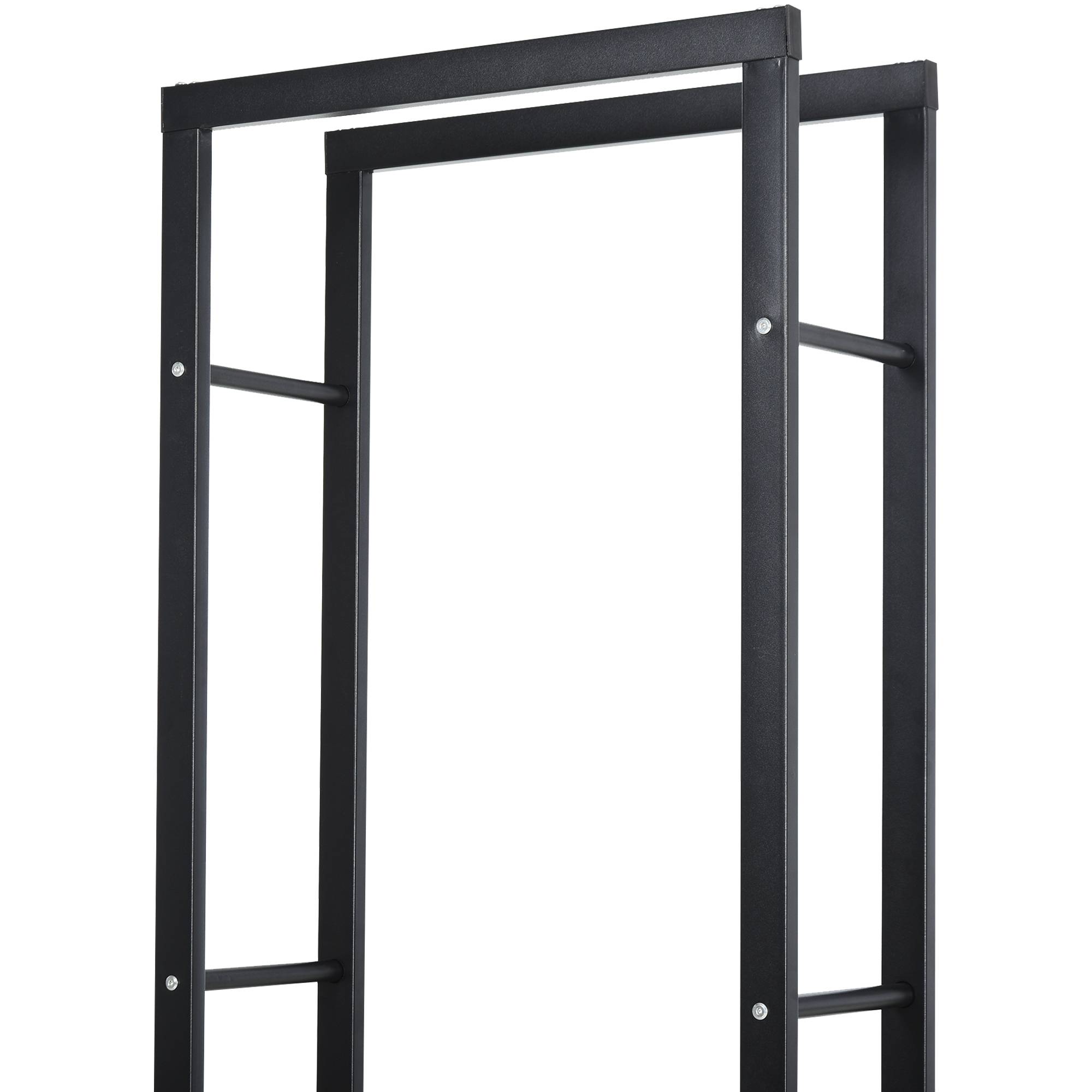 Range bûches Etagère porte bois de cheminée porte-bûches intérieur et extérieur charge max. 100 Kg dim. 60L x 25l x 150H cm métal noir - Image 10